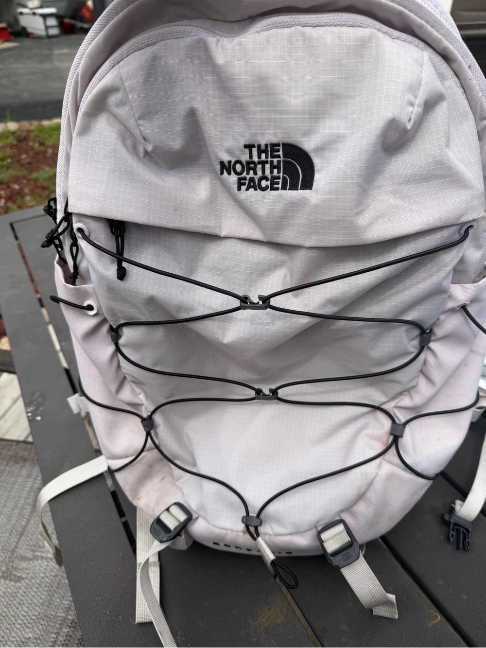 The North Face Kids Light Pink Backpack with Bungee Front
